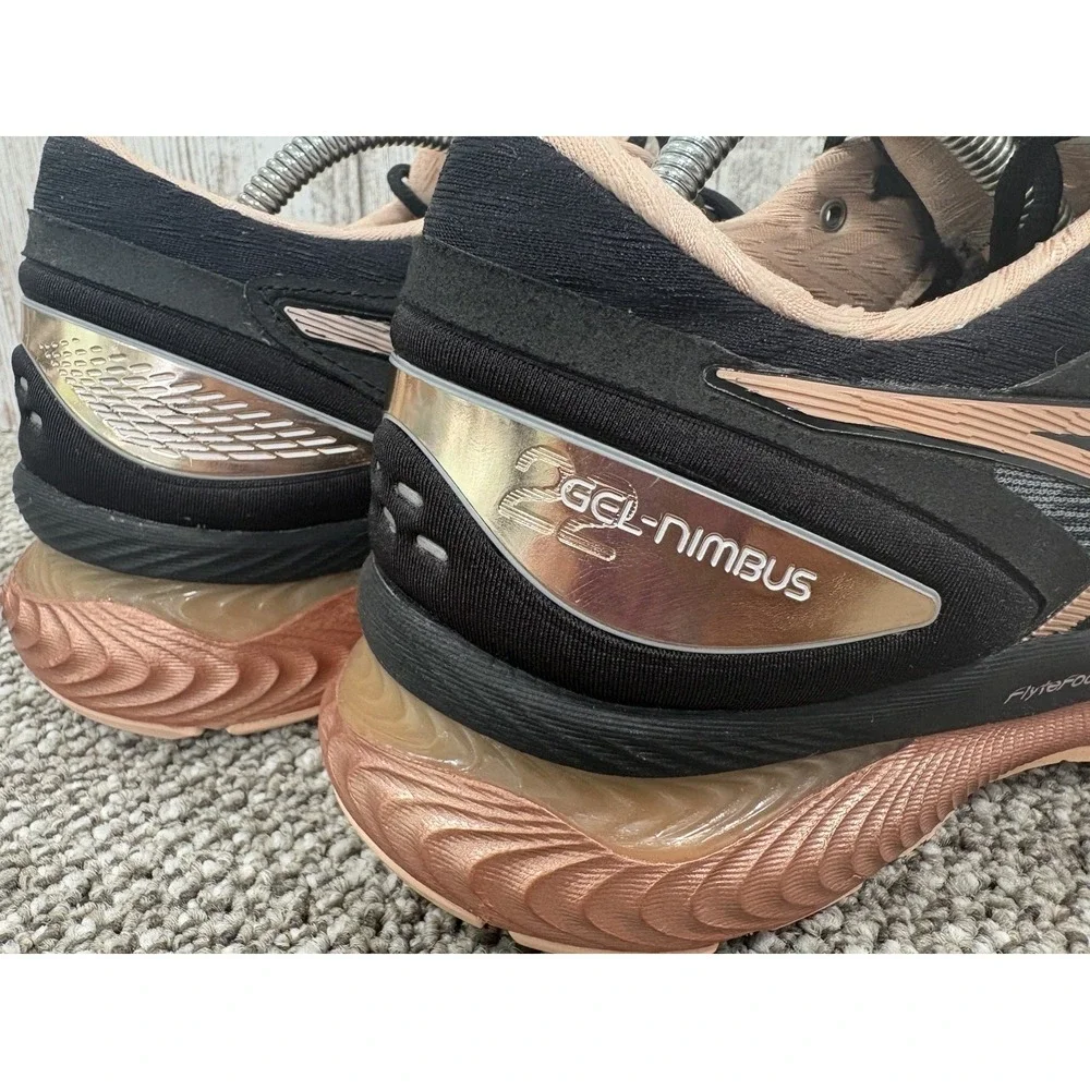 Asics Gel-Nimbus 22 Women's US 9.5 Black/Rose Gold Running Shoes